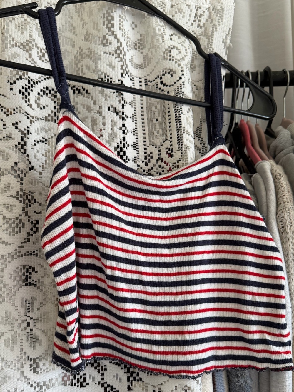 Garage Navy, Red & White Striped Ribbed Cami